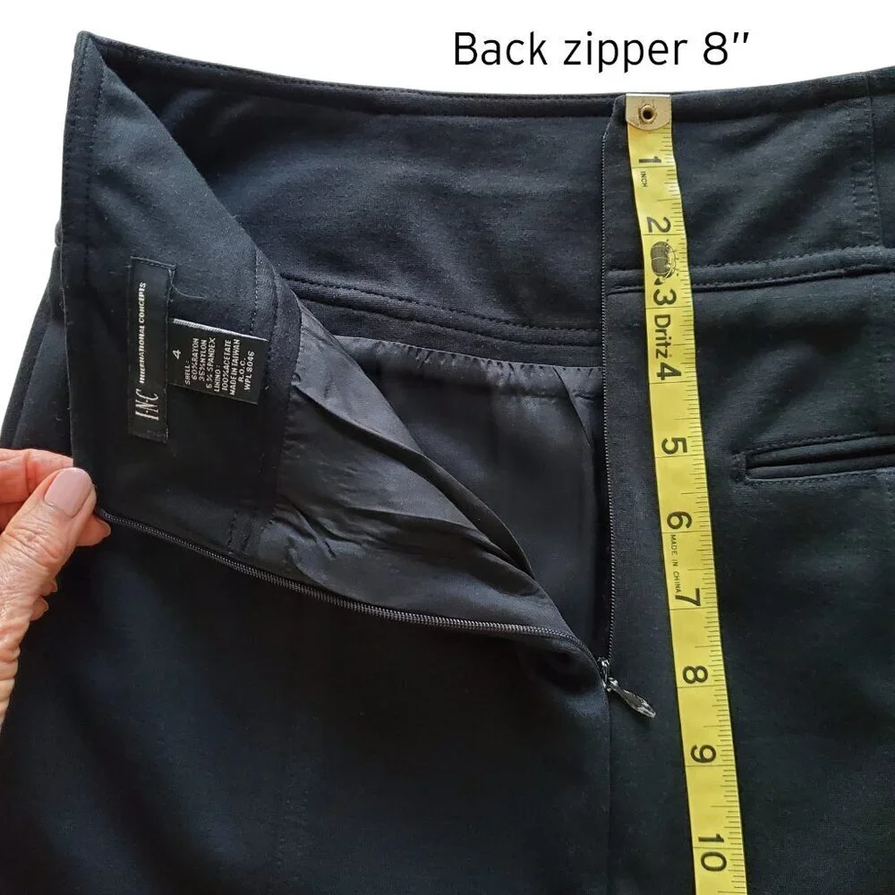 INC International Concepts Black Pencil Skirt Stretchy Rayon Blend Size 4